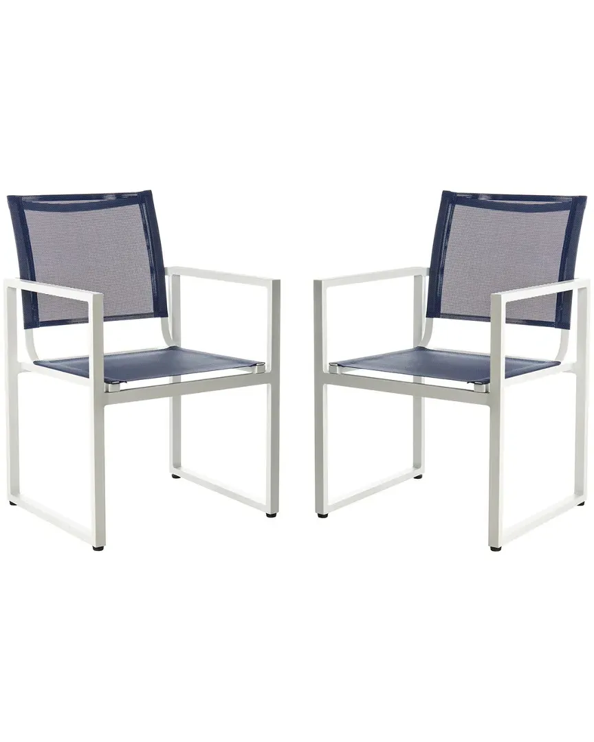 Neval Set of 2 Outdoor Stackable Chairs - Navy, Metal