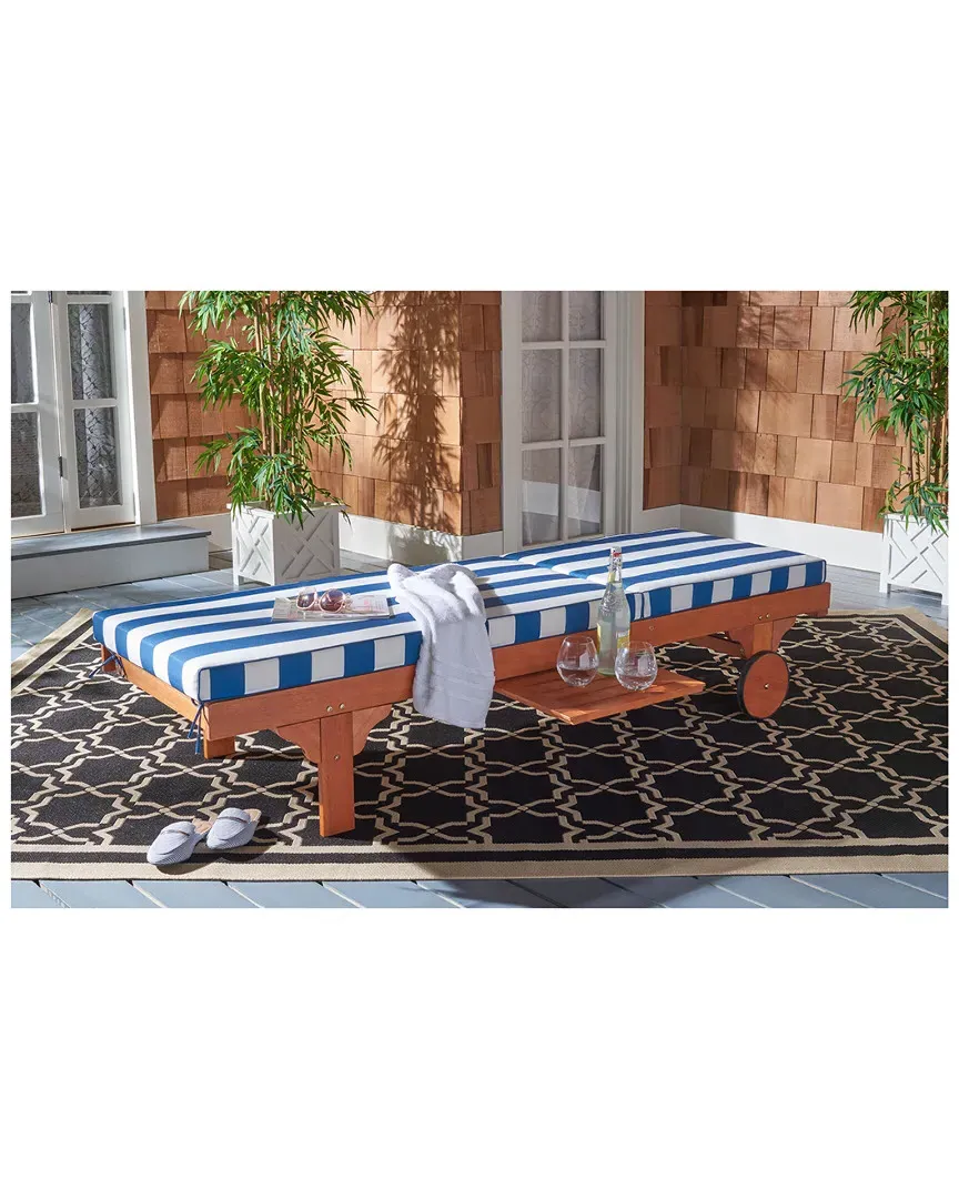 Newport Outdoor Chaise Lounge Chair with Side Table - Navy image