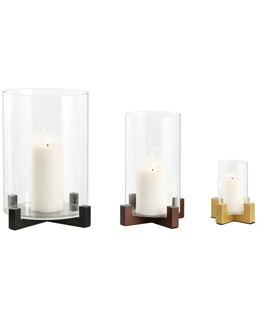 Nifi Set of 3 Candle Holders - Multi, Metal & Glass