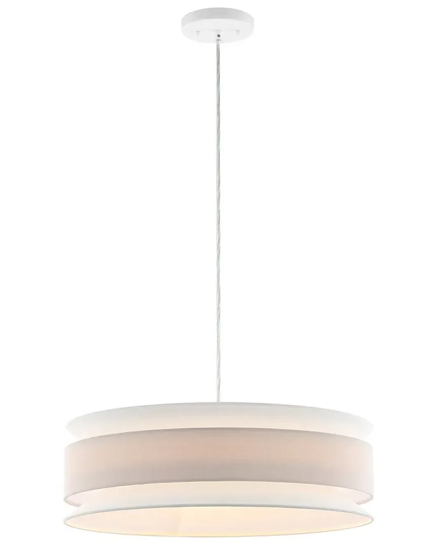 Nolana 20in Pendant Light - White, Fabric