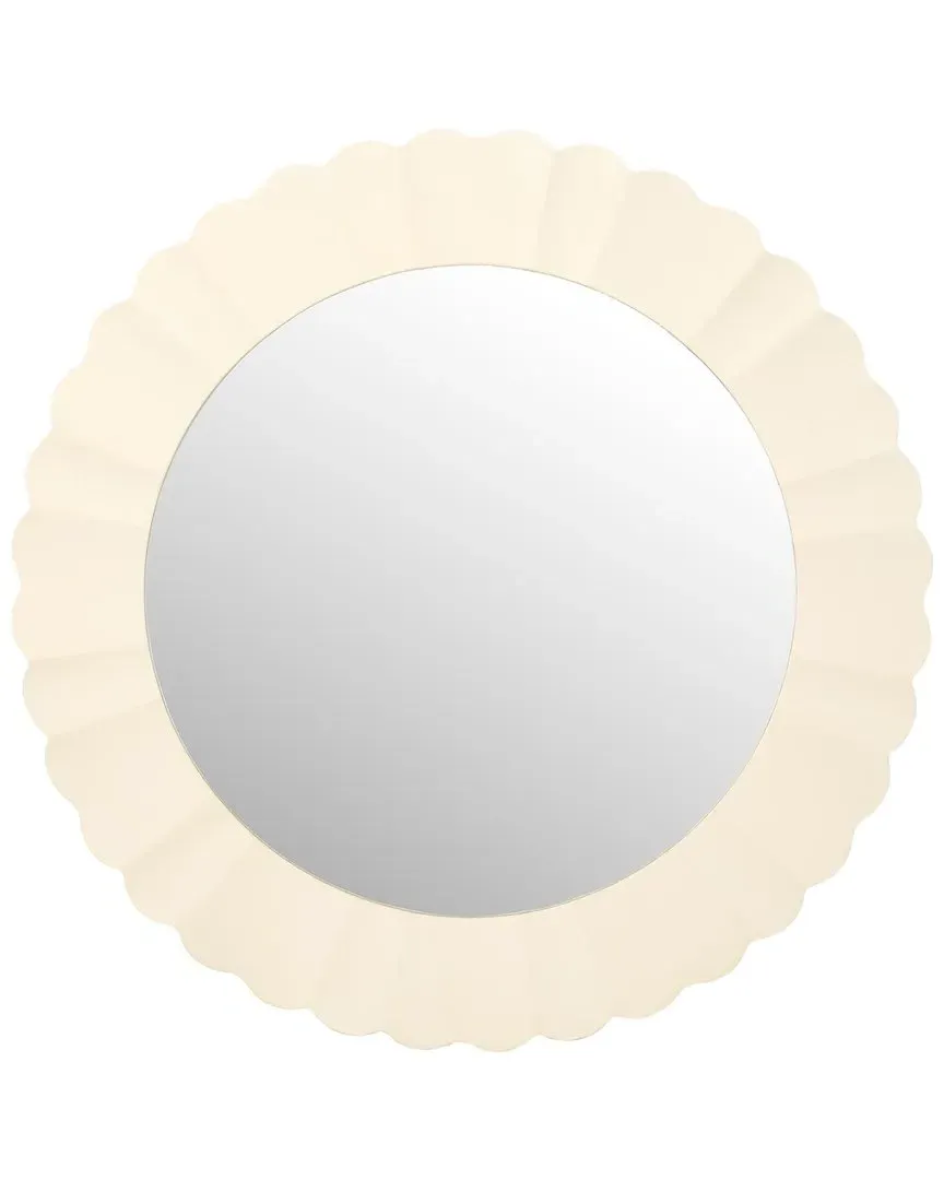 Nooa 36in Round Mirror - White, Wood