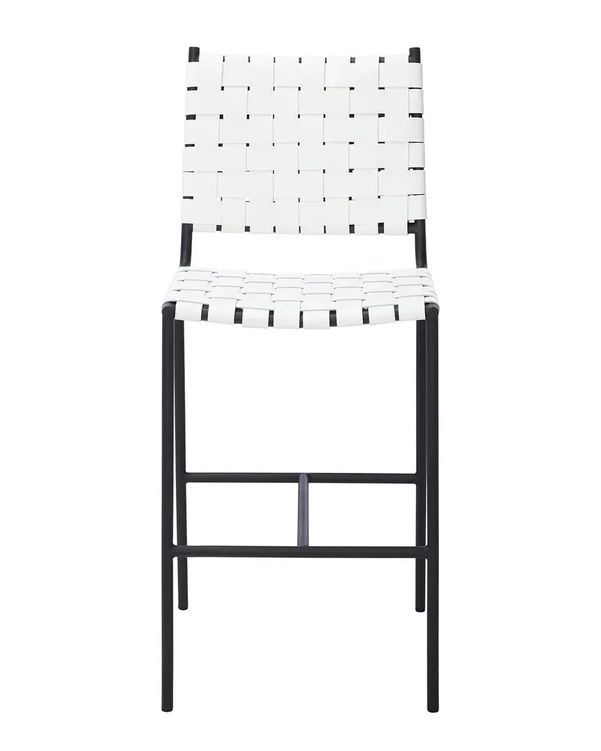 Olenna Woven Counter Stool - White, Leather image