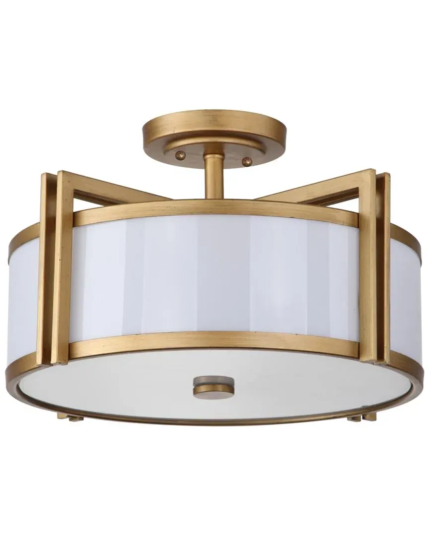 Orb 3-Light Semi Flush Mount - Antique Gold, Iron