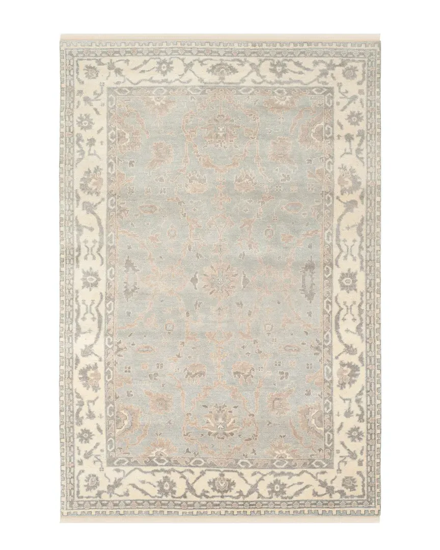 Oushak Hand-Knotted Rug - Blue, Wool