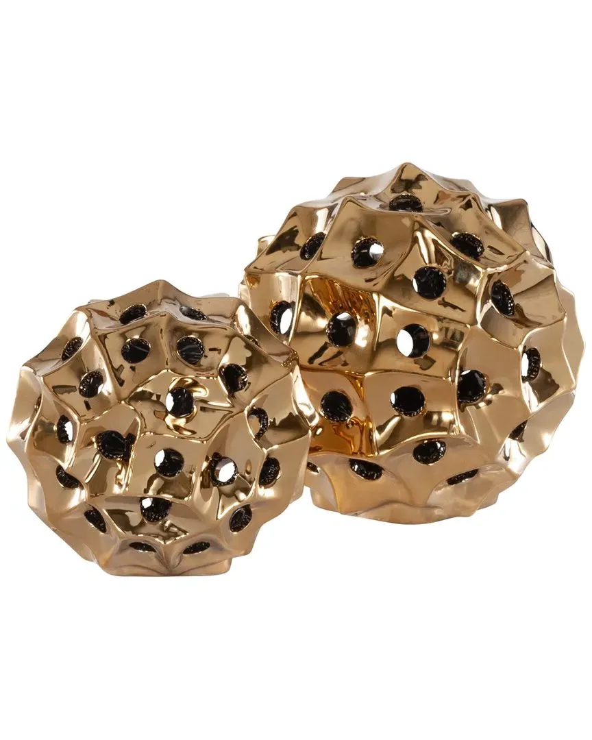 Ovis 2pc Ceramic Table Decor Set - Gold image