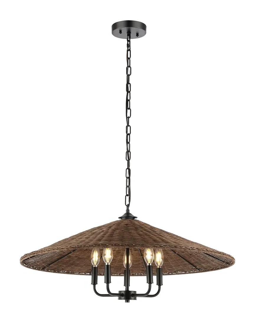 Palmera 5 Light Ceiling Light - Brown, Rattan image