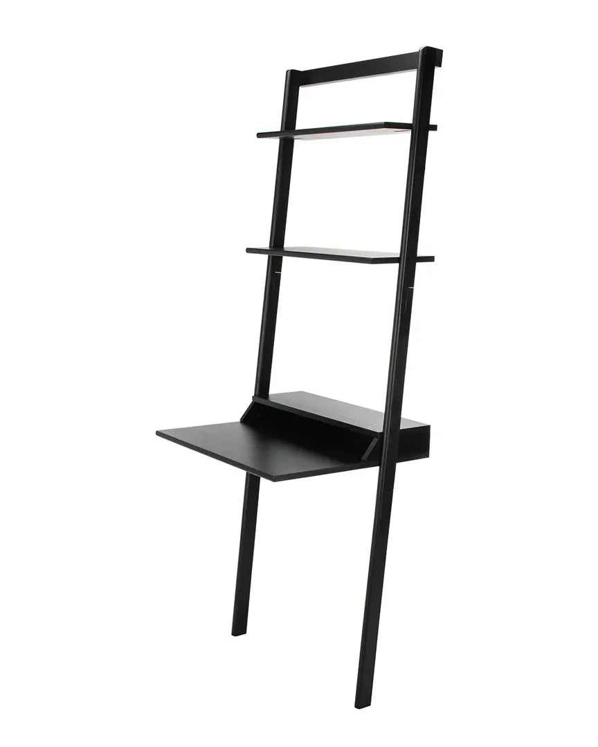 Pamella 2-Shelf Leaning Desk - Black, Mahogany image