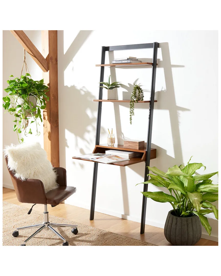 Pamella 2-Shelf Leaning Desk - Honey Brown, Mahogany