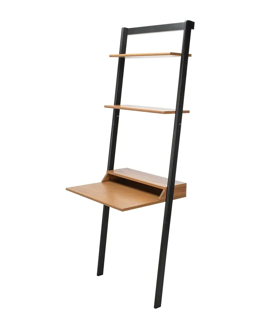 Pamella 2-Shelf Leaning Desk - Natural, Mahogany