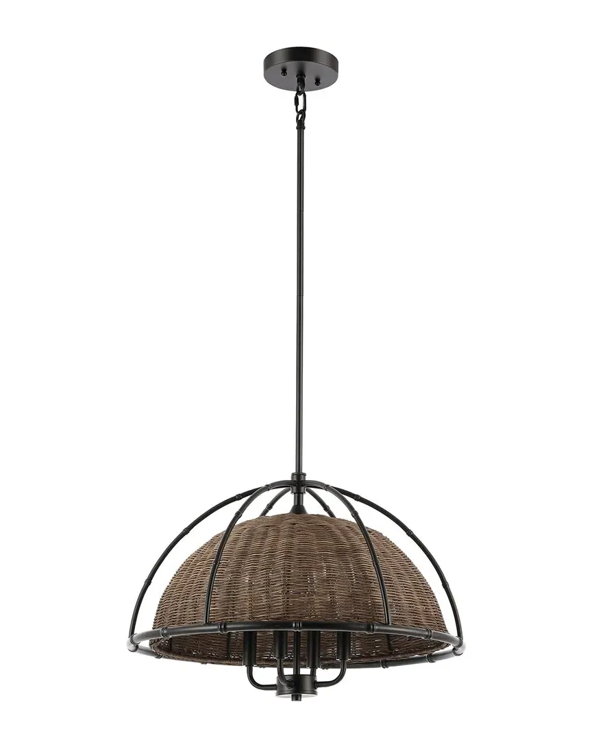 Paulina 4-Light Pendant - Black, Rattan