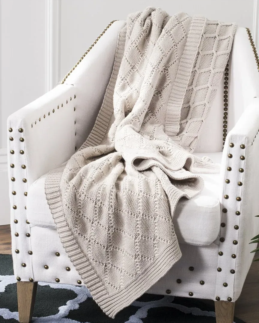 Petal Knit Throw - Grey, Cotton
