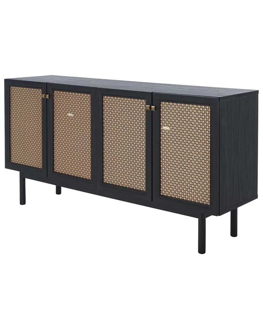 Piran 4-Door Media Stand with Storage - Black, MDF