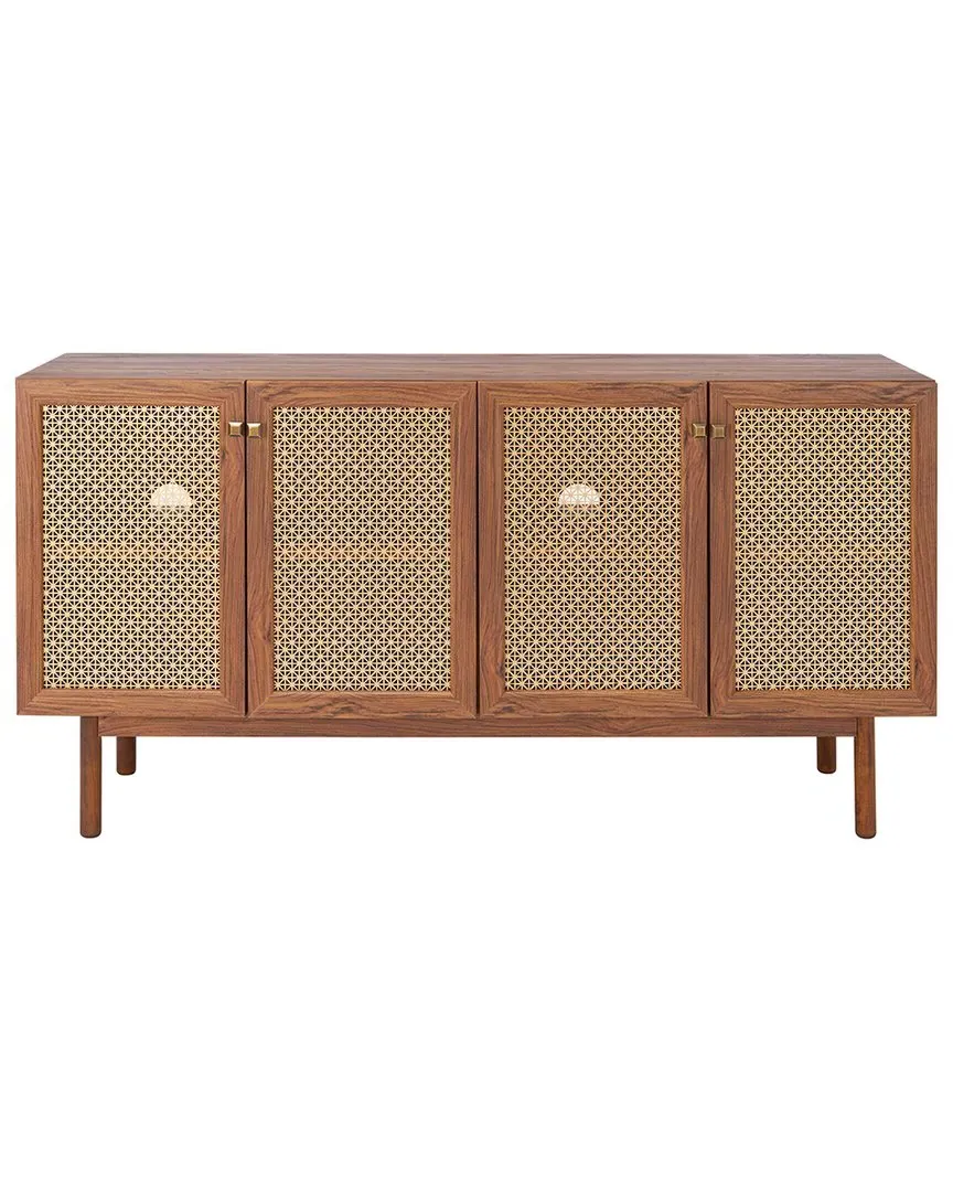 Piran 4-Door Media Stand with Storage - Walnut, MDF