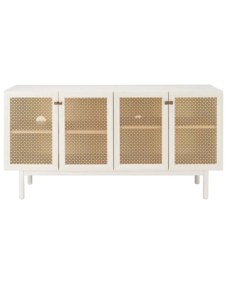 Piran 4 Door Media Stand with Storage - White, Gold image