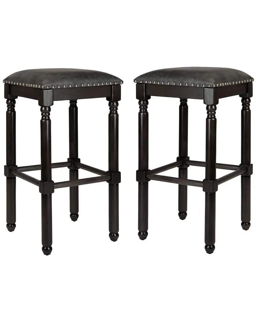 Preston Set of 2 Bar Stools - Grey, Rubberwood image