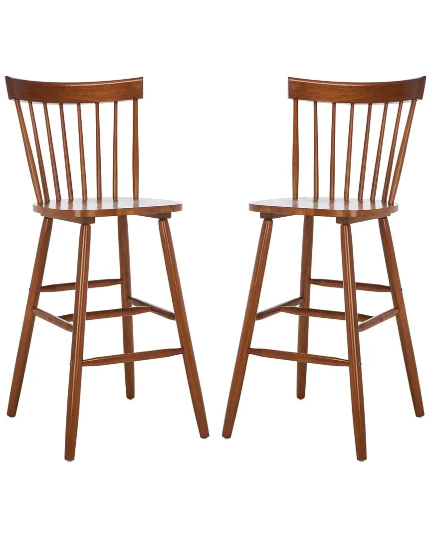 Providence Set of 2 Bar Stools - Walnut, Rubberwood