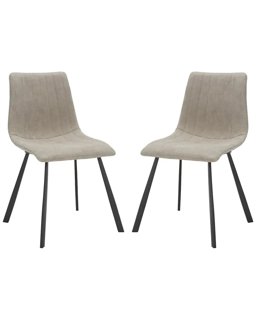 Pryer Set of 2 Dining Chairs - Stone Grey, Vegan Leather