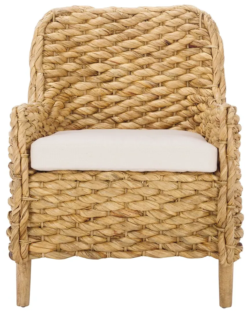Purrl Hyacinth Accent Chair with Cushion - White, Mango Wood