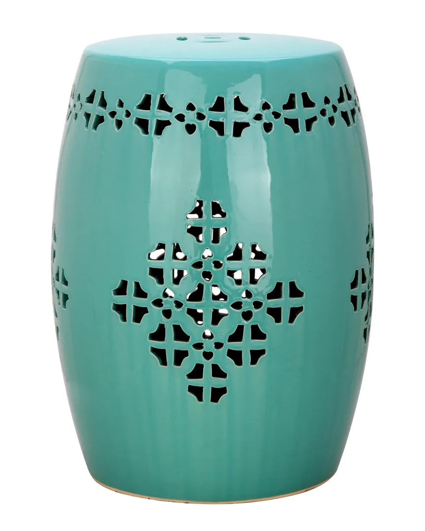 Quatrefoil Garden Stool - Light Blue, Ceramic