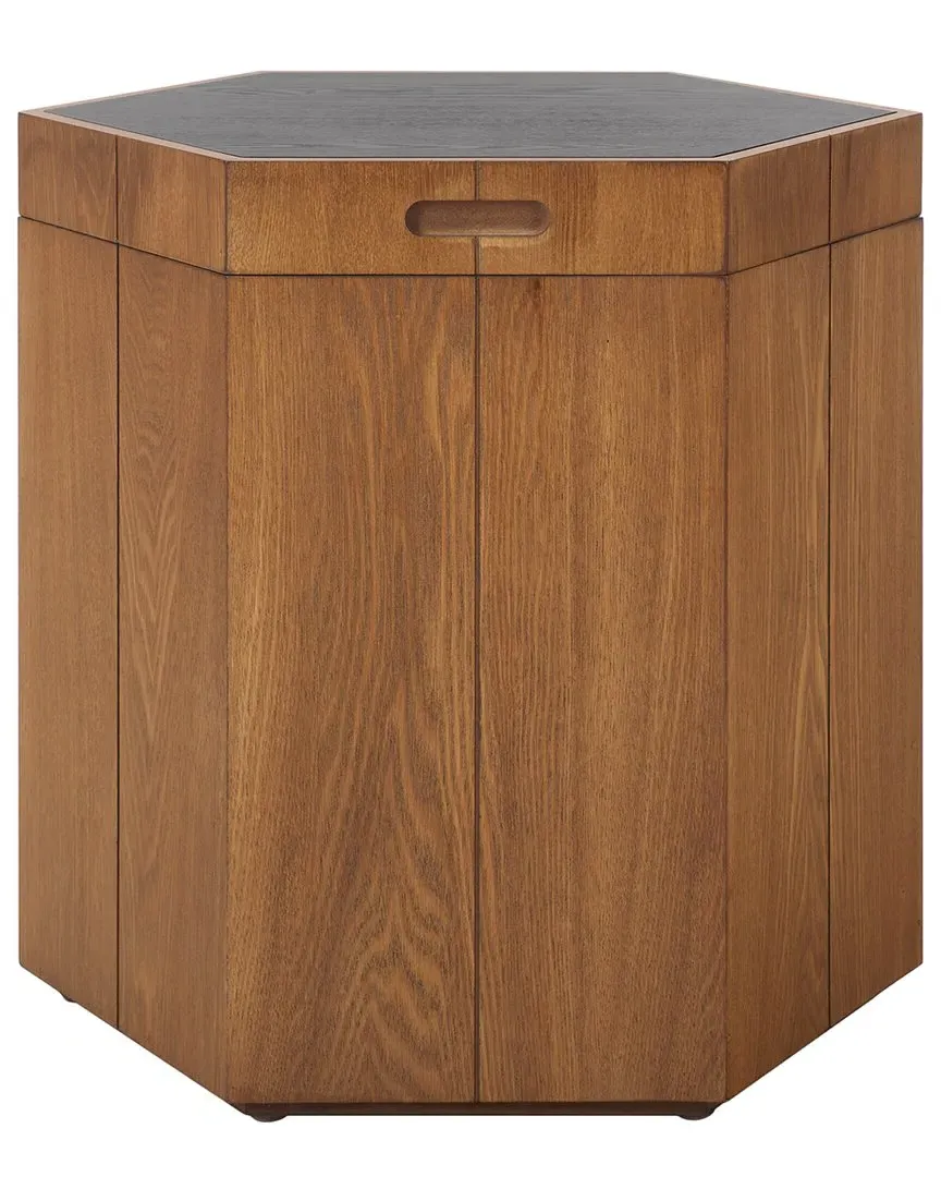 Rafaela Hexagon Accent Table with Storage - Black, Walnut