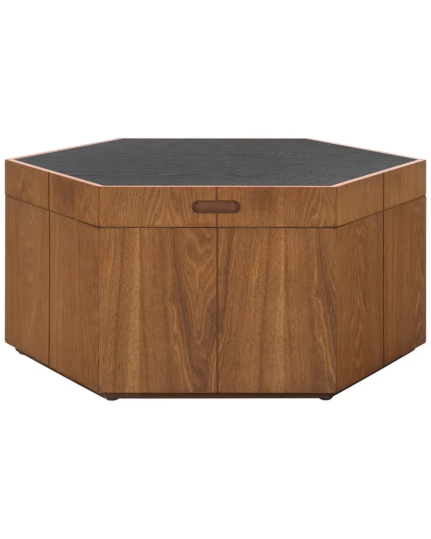 Rafaela Hexagon Coffee Table with Storage - Black, Walnut