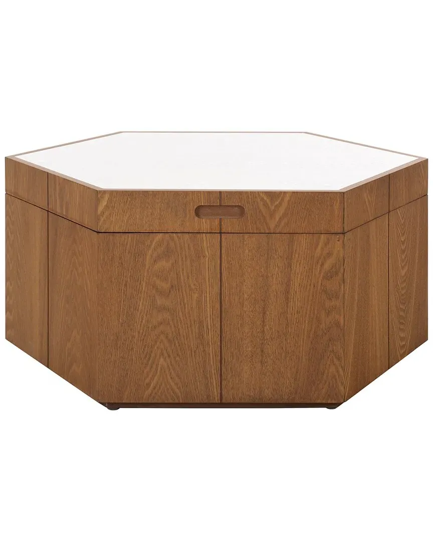 Rafaela Hexagon Coffee Table with Storage - White, Walnut