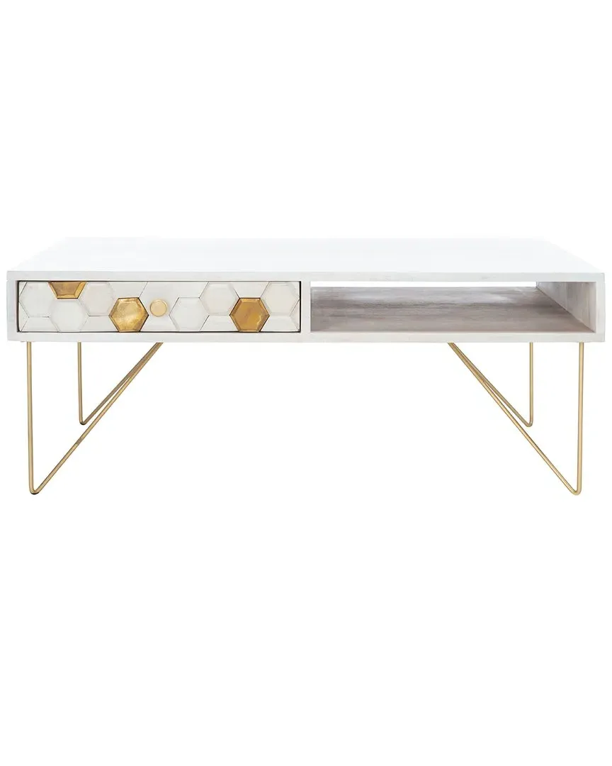 Raveena Coffee Table with Storage - White, Acacia Wood