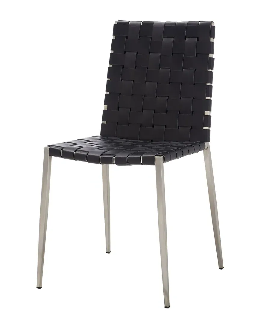 Rayne Woven Dining Chairs Set of 2 - Black, Leather image