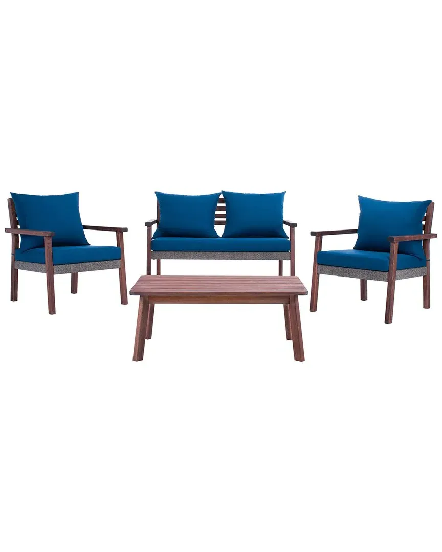 Reid 4-Piece Outdoor Living Set - Navy, Acacia Wood