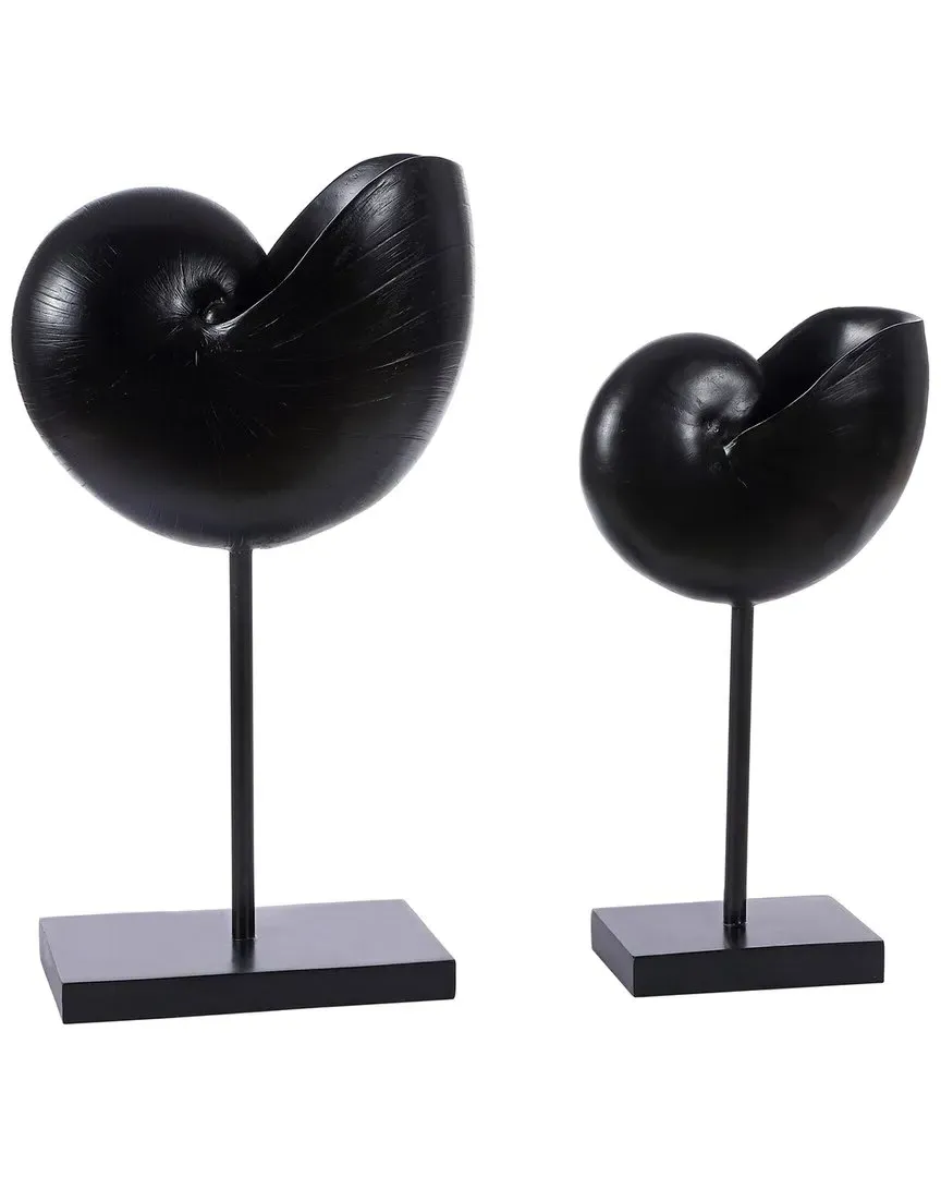 Resi Set of 2 Snails Table Decor - Black, Polyresin