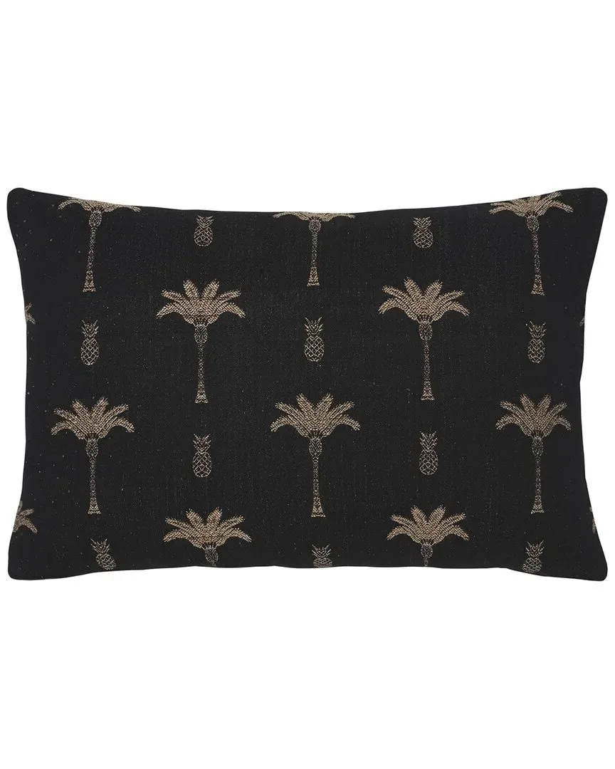 Reya 15x23 Lumbar Pillow - Black/Natural, Cotton/Viscose image