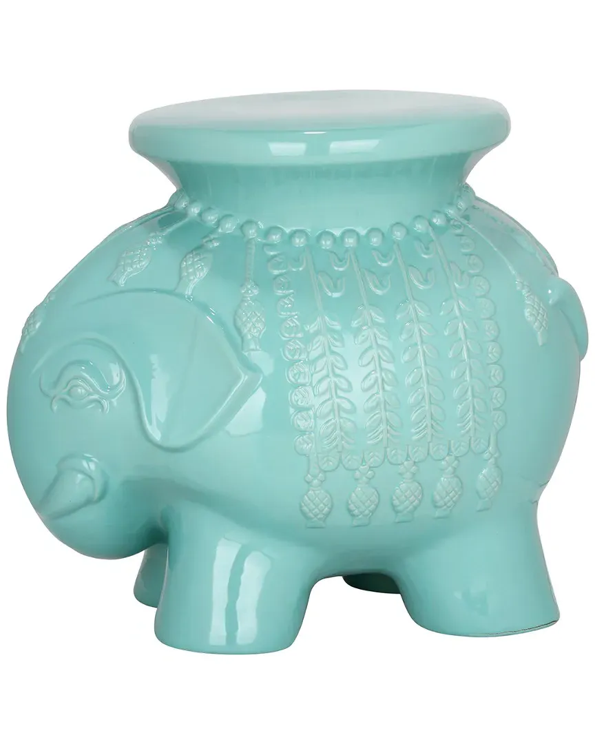 Robin's Egg Ceramic Elephant Stool - Blue image