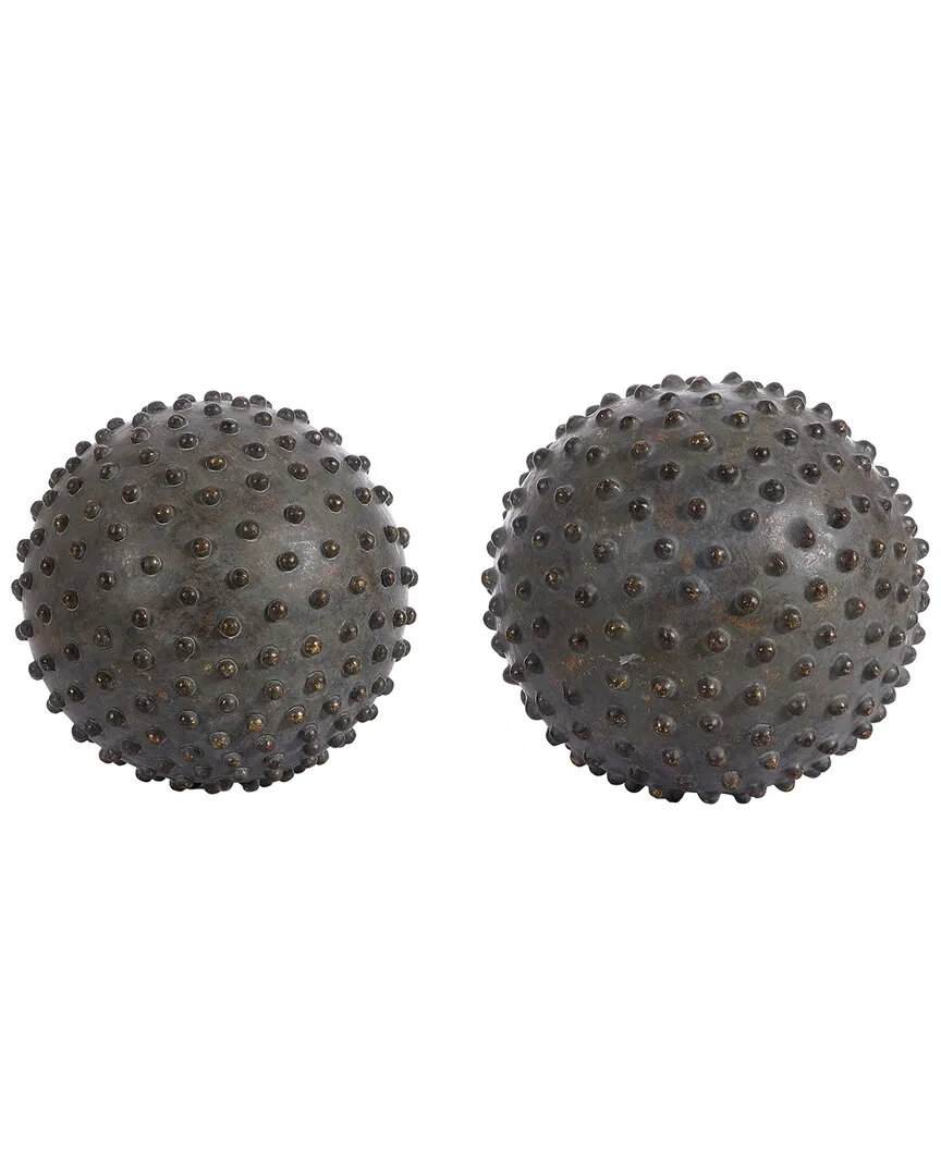 Roni Set of 2 Decorative Balls - Brown, Polyresin