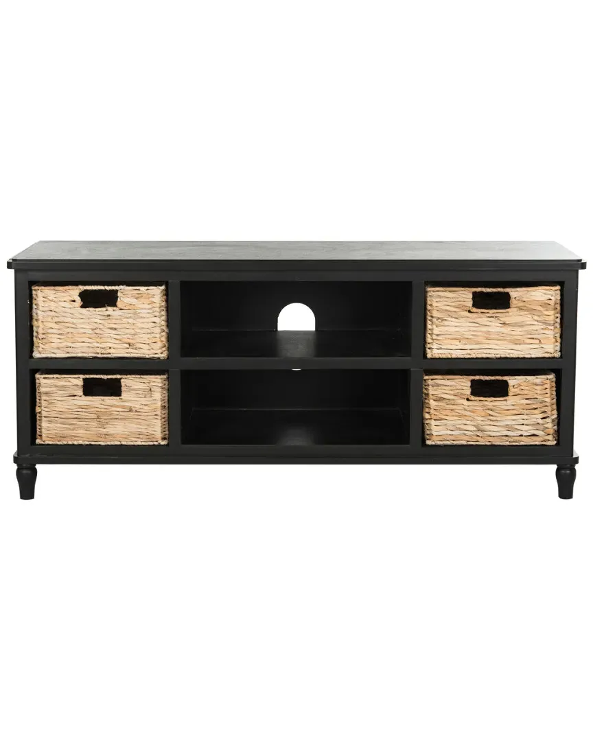 Rooney Entertainment Unit - Distressed Black, Pine Wood image