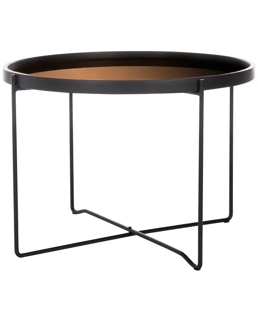 Ruby Medium Round Tray Top Accent Table - Black, Rose Gold