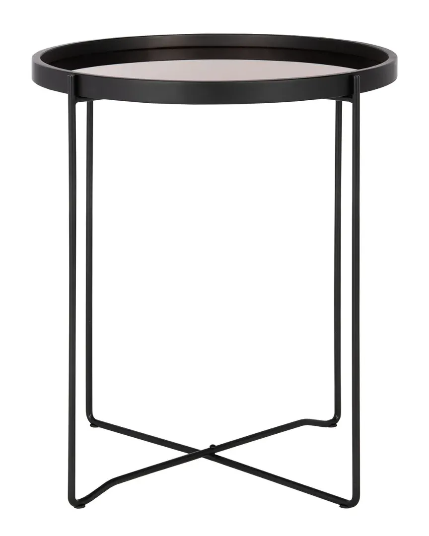 Ruby Small Round Tray Top Accent Table - Black, Rose Gold image
