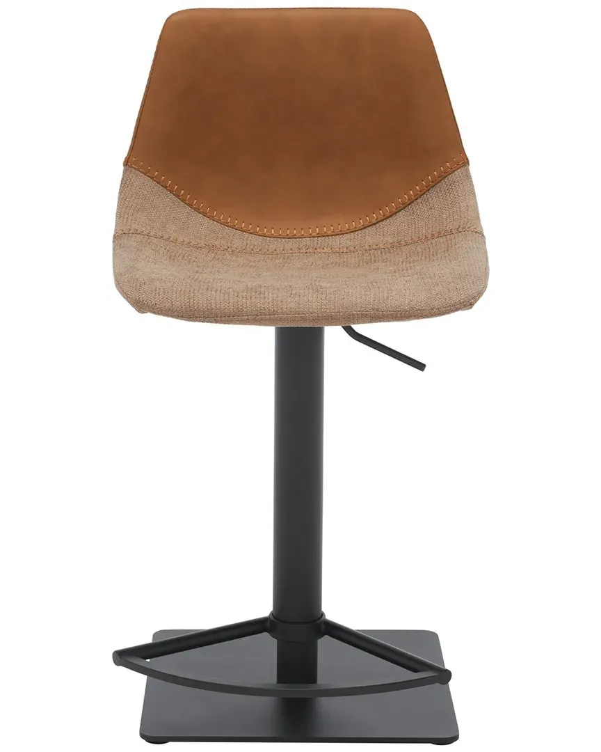 Rylen Gas-Lift Bar Stool - Brown, Vegan Leather image
