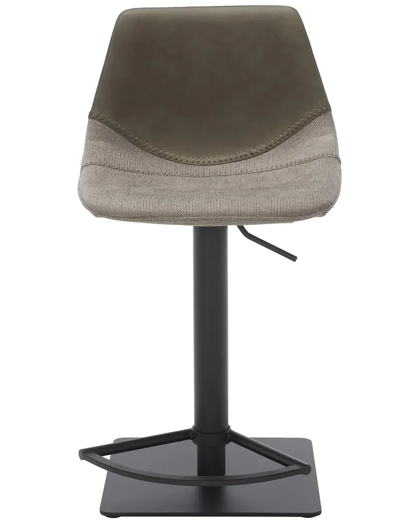 Rylen Gas-Lift Bar Stool - Grey, Vegan Leather