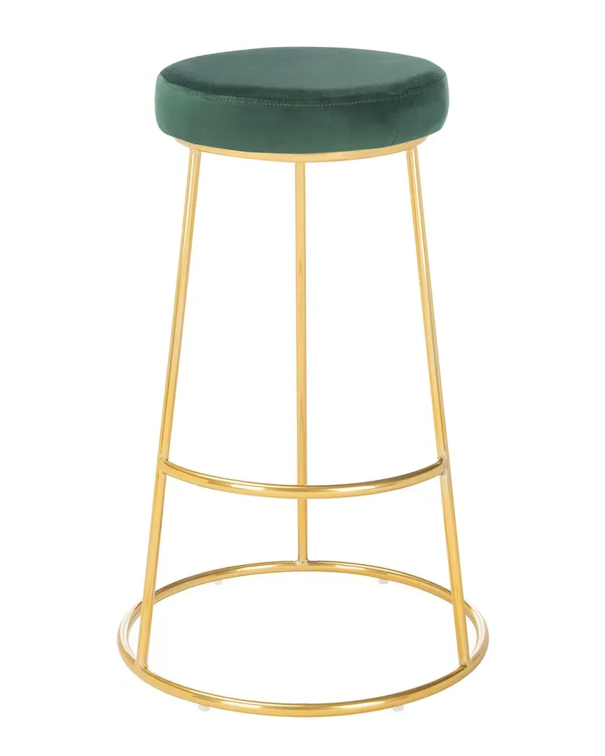 Sabina Round Bar Stool - Green, Velvet