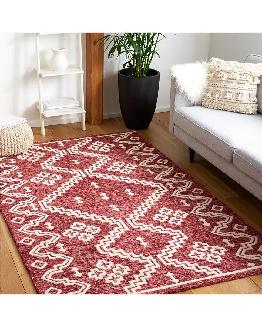 Sandfire Aztec Hand-Tufted Wool Rug - Red, Ivory