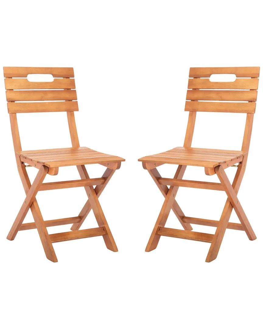 Set of 2 Blison Outdoor Folding Chairs - Natural, Eucalyptus