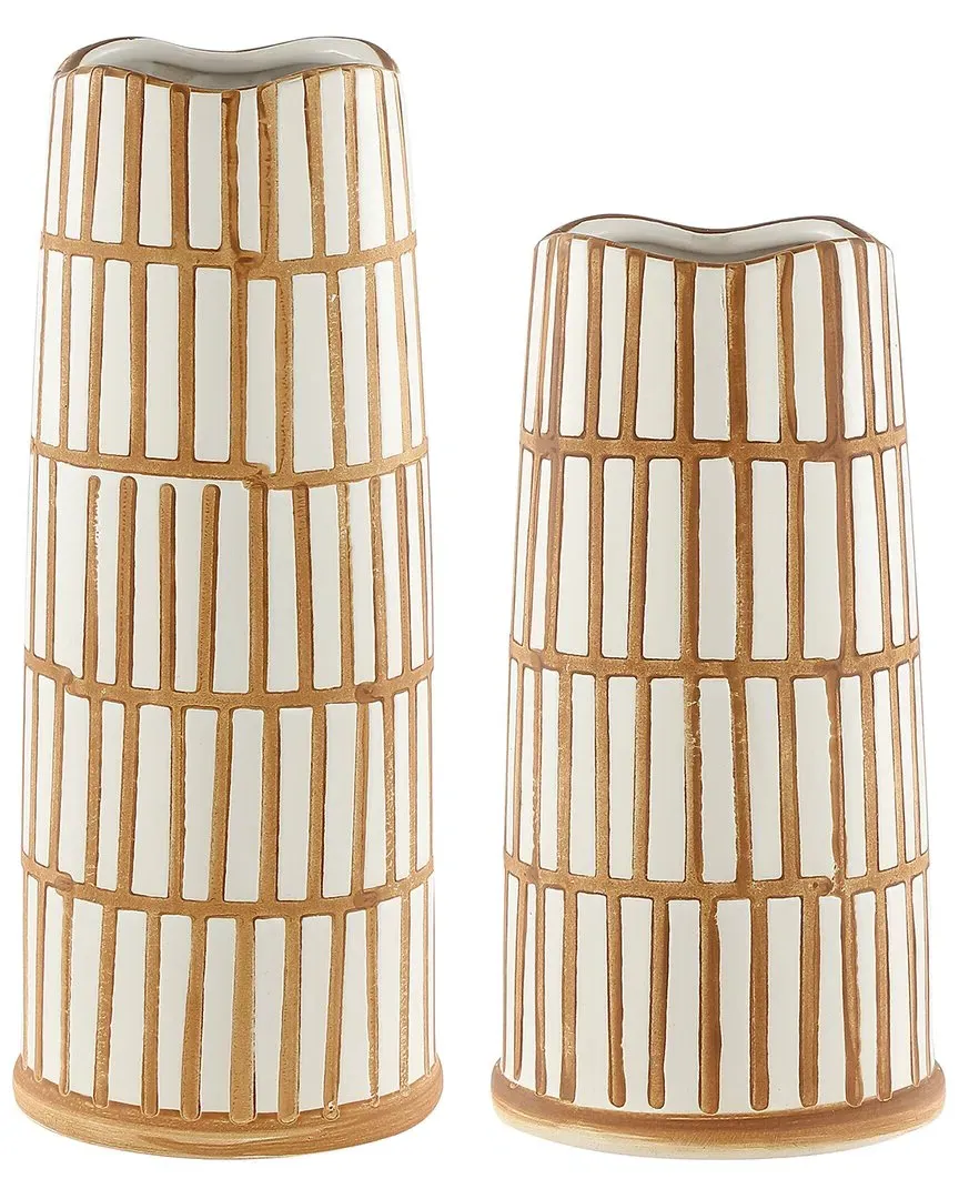 Set of 2 Ceramic Vases - Orange