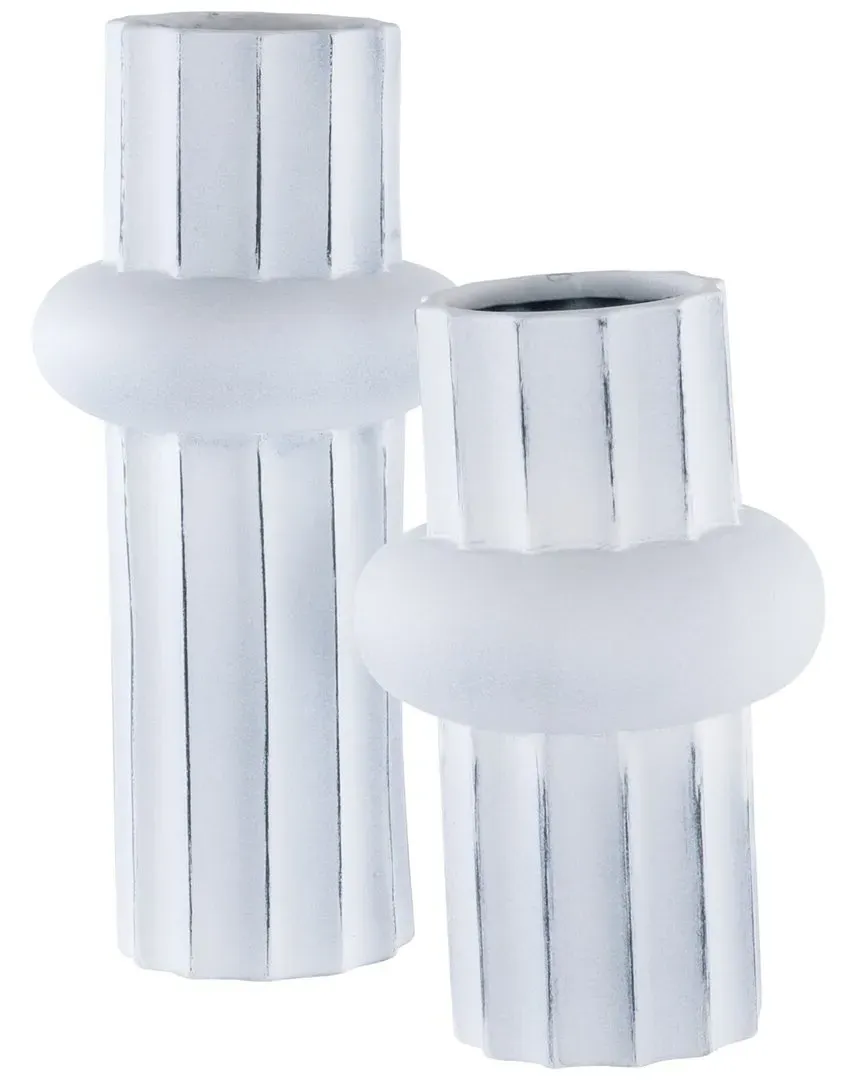 Set of 2 Ceramic Vases - White