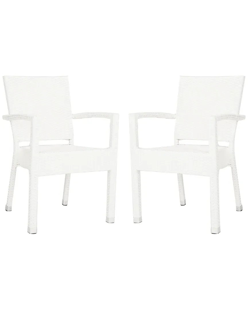 Set of 2 Kelda Outdoor Stacking Arm Chairs - White