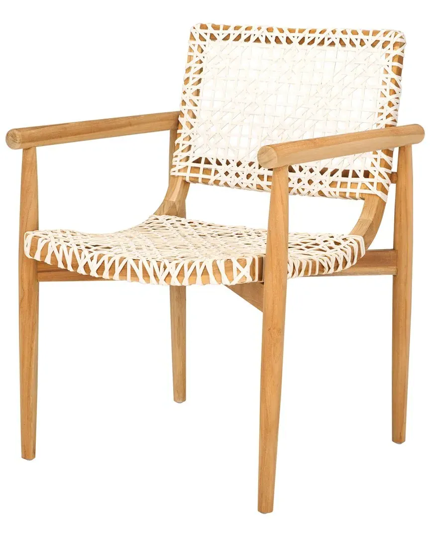 Sianna Accent Chair - White, Teak
