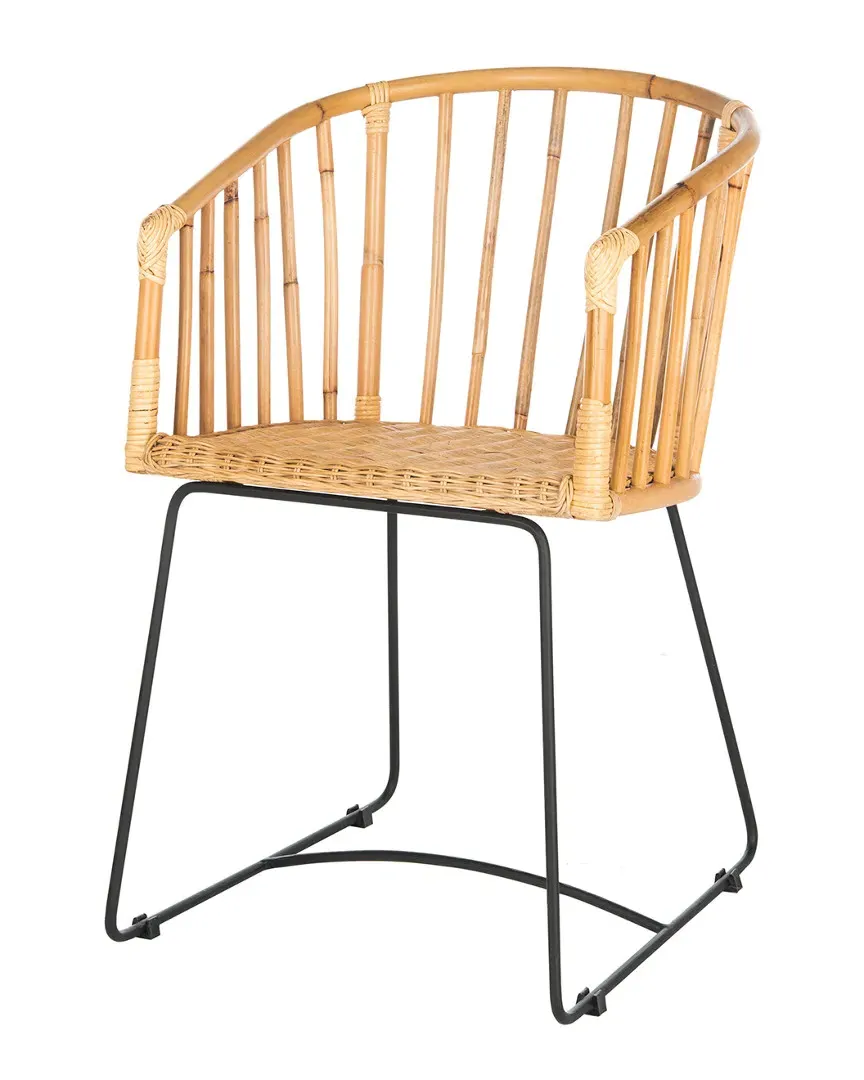 Siena Rattan Barrel Dining Chair - Natural, Black Metal image