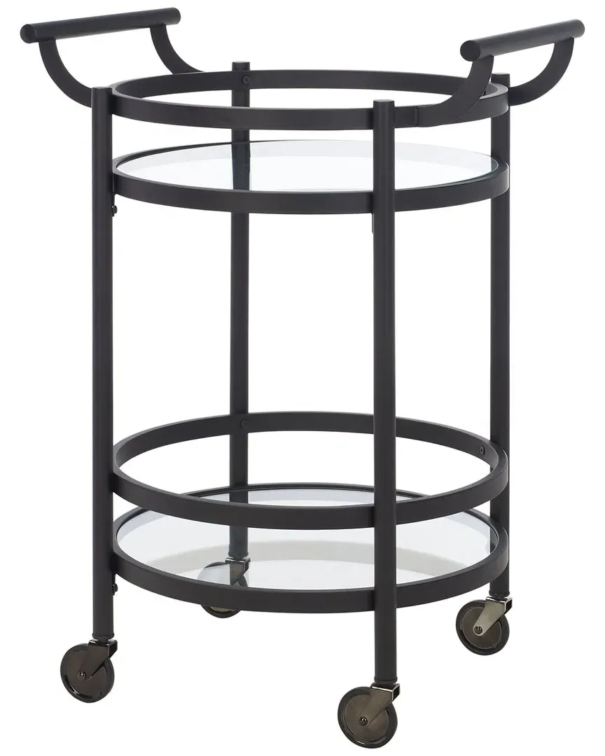 Sienna 2-Tier Round Bar Cart - Black, Glass image