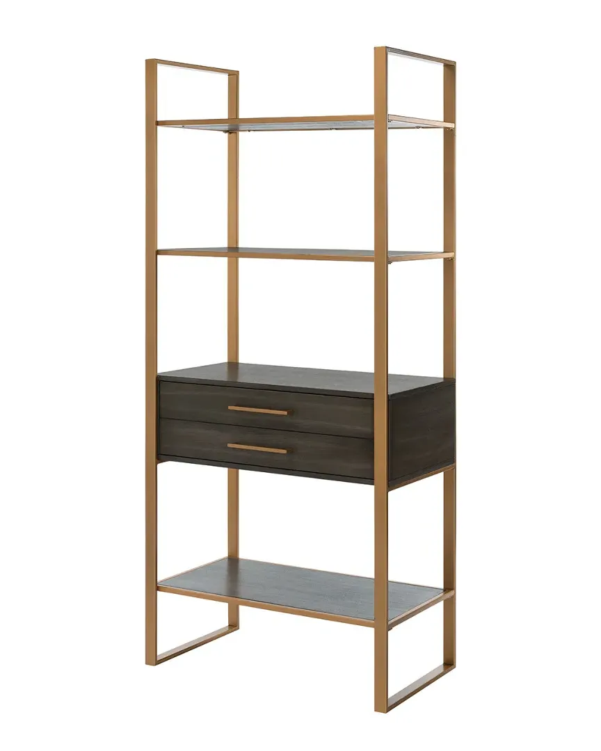 Skylar 4-Tier Etagere with Drawer - Gold, Grey Oak