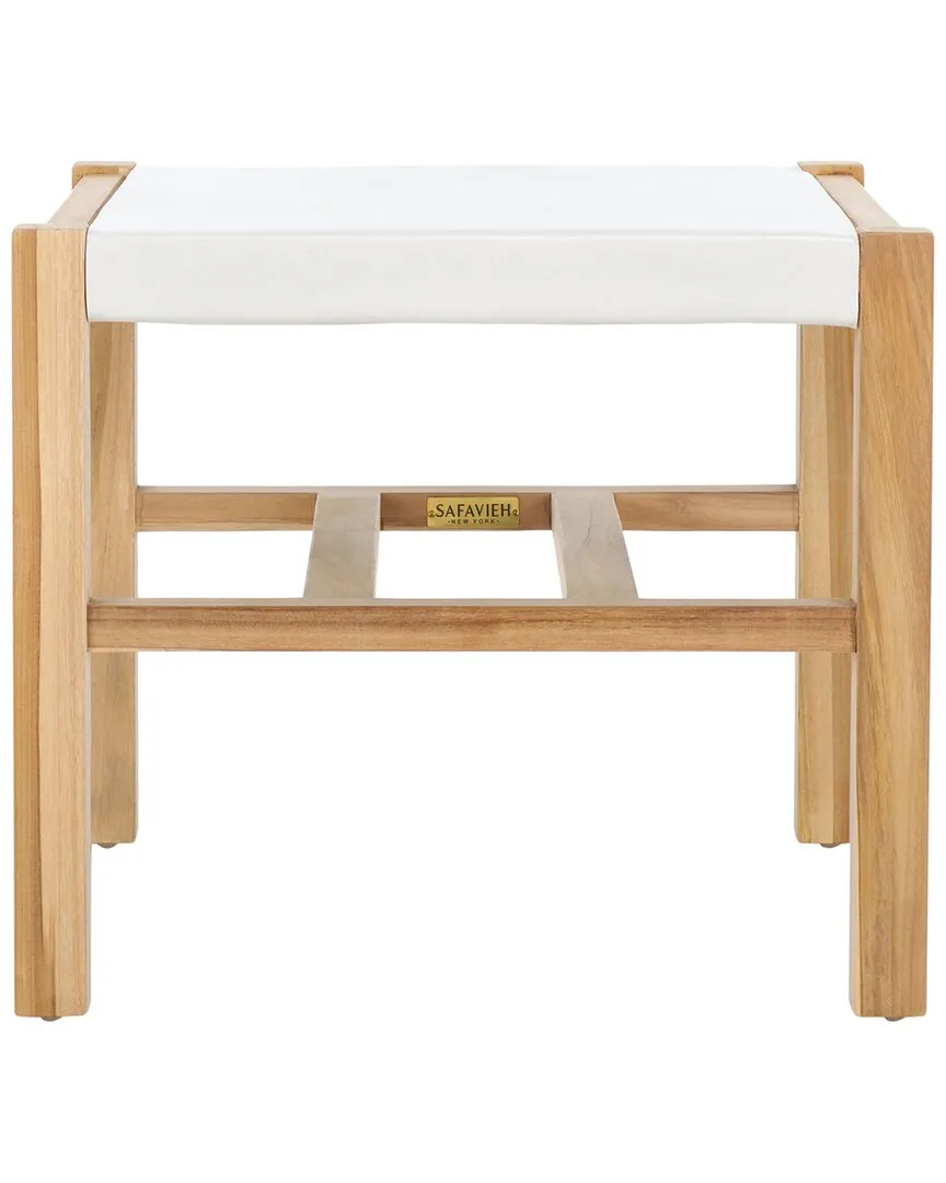 Solana Ottoman - White, Teak