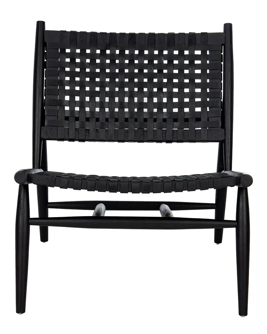 Soleil Leather Woven Accent Chair - Black